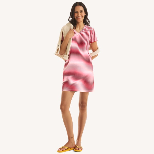 Striped Tipped V-Neck Dress