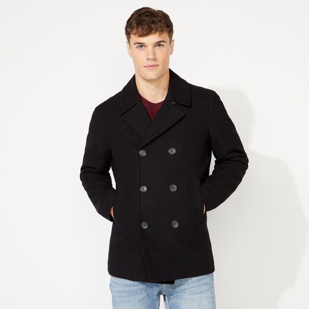 BIG & TALL WATER REPELLENT PEACOAT,Black,large