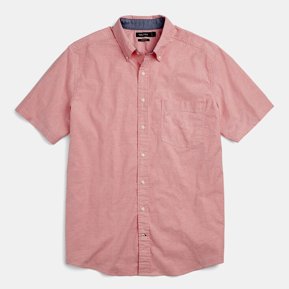 BIG & TALL CLASSIC FIT STRETCH OXFORD SHIRT,Coral Dream,large