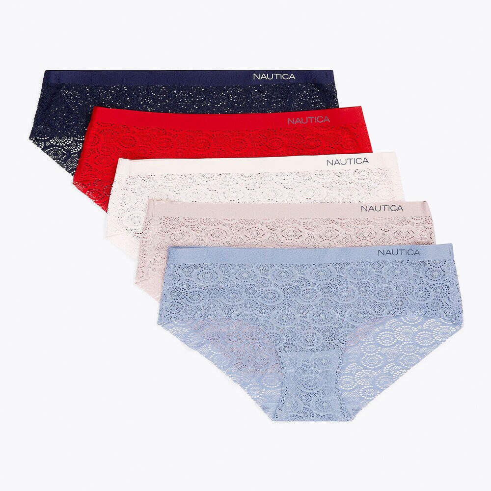 LACE LASER-CUT LOGO HIPSTER BRIEF, 5-PACK,Workshirt Blue,large