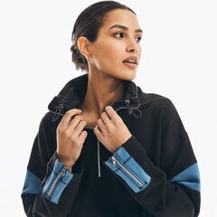 COLORBLOCK QUARTER-ZIP SWEATSHIRT,True Black,large