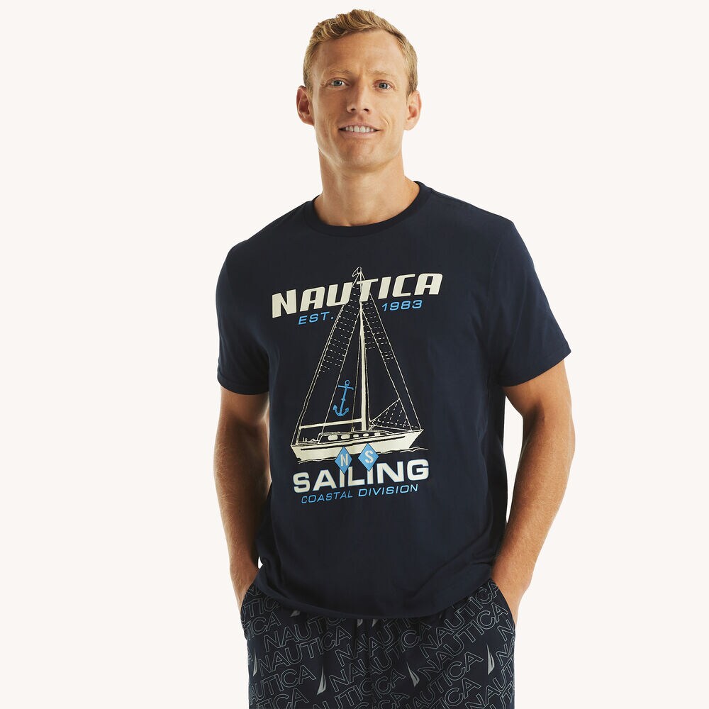 Coastal Sailing Sleep T-Shirt,Navy,large