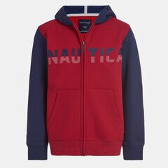 LITTLE BOYS' COLORBLOCK LOGO ZIP HOODIE (4-7),Dark Acacia,large