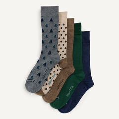 Dress Crew Socks, 5-Pack,Pewter Grey,large