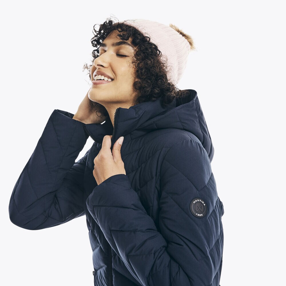 PACKABLE STRETCH HOODED JACKET,Stellar Blue Heather,large