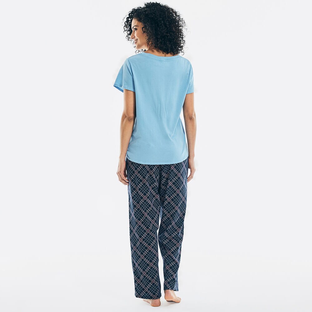 STAY COZY GRAPHIC SHORT SLEEVE PAJAMA SET,Rolling River Wash,large