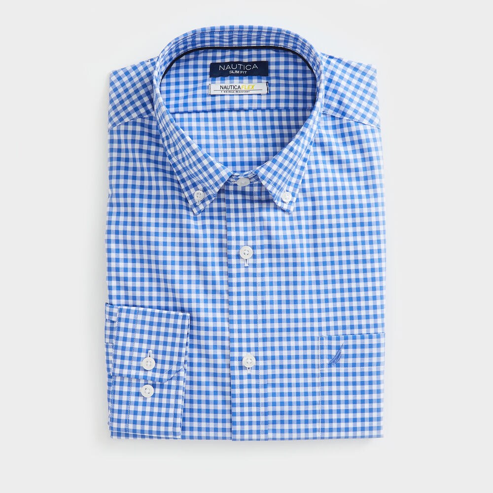 SLIM FIT WRINKLE-RESISTANT PLAID SHIRT,Rolling River Wash,large