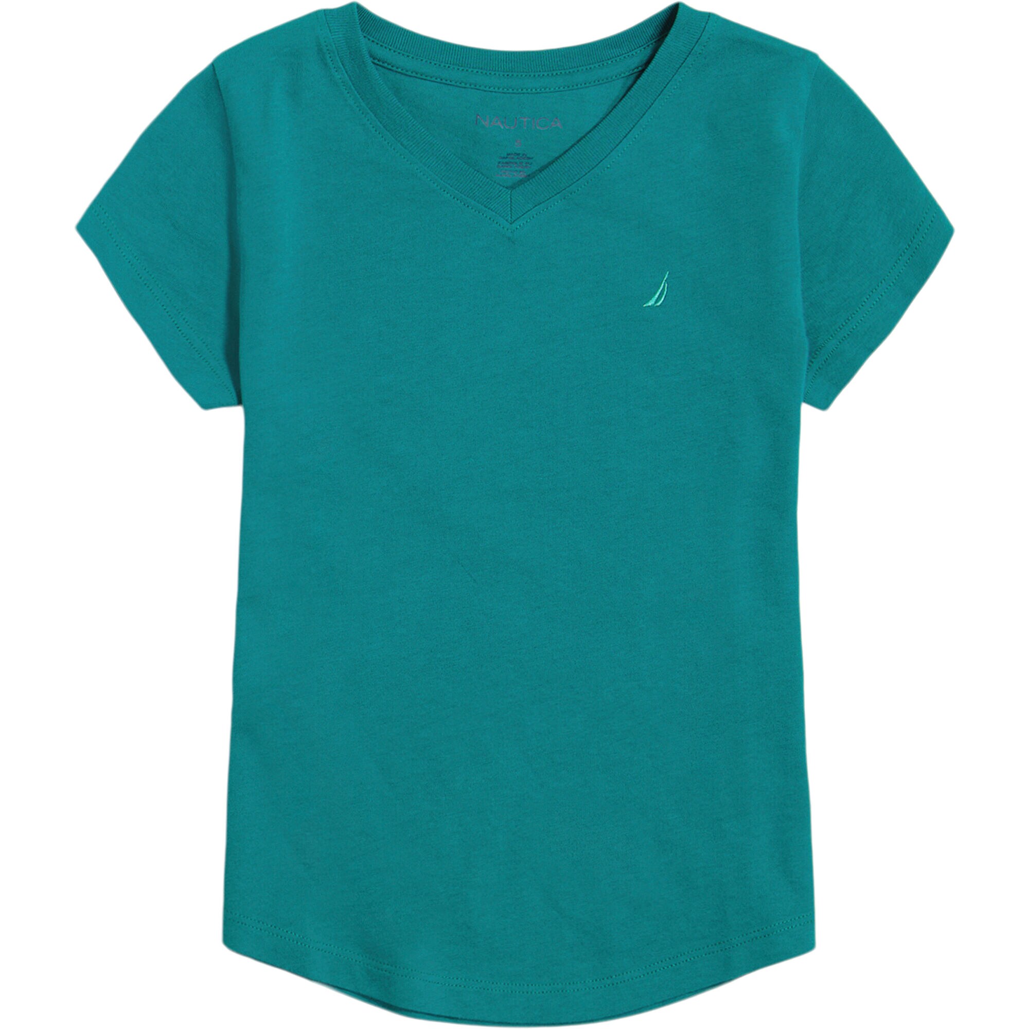 Little Girls' V-Neck T-Shirt (4-6X),Gulf Coast Teal,large
