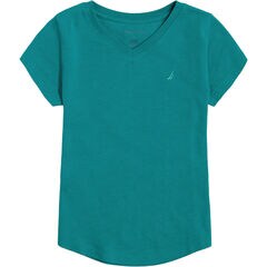 Little Girls' V-Neck T-Shirt (4-6X),Gulf Coast Teal,large