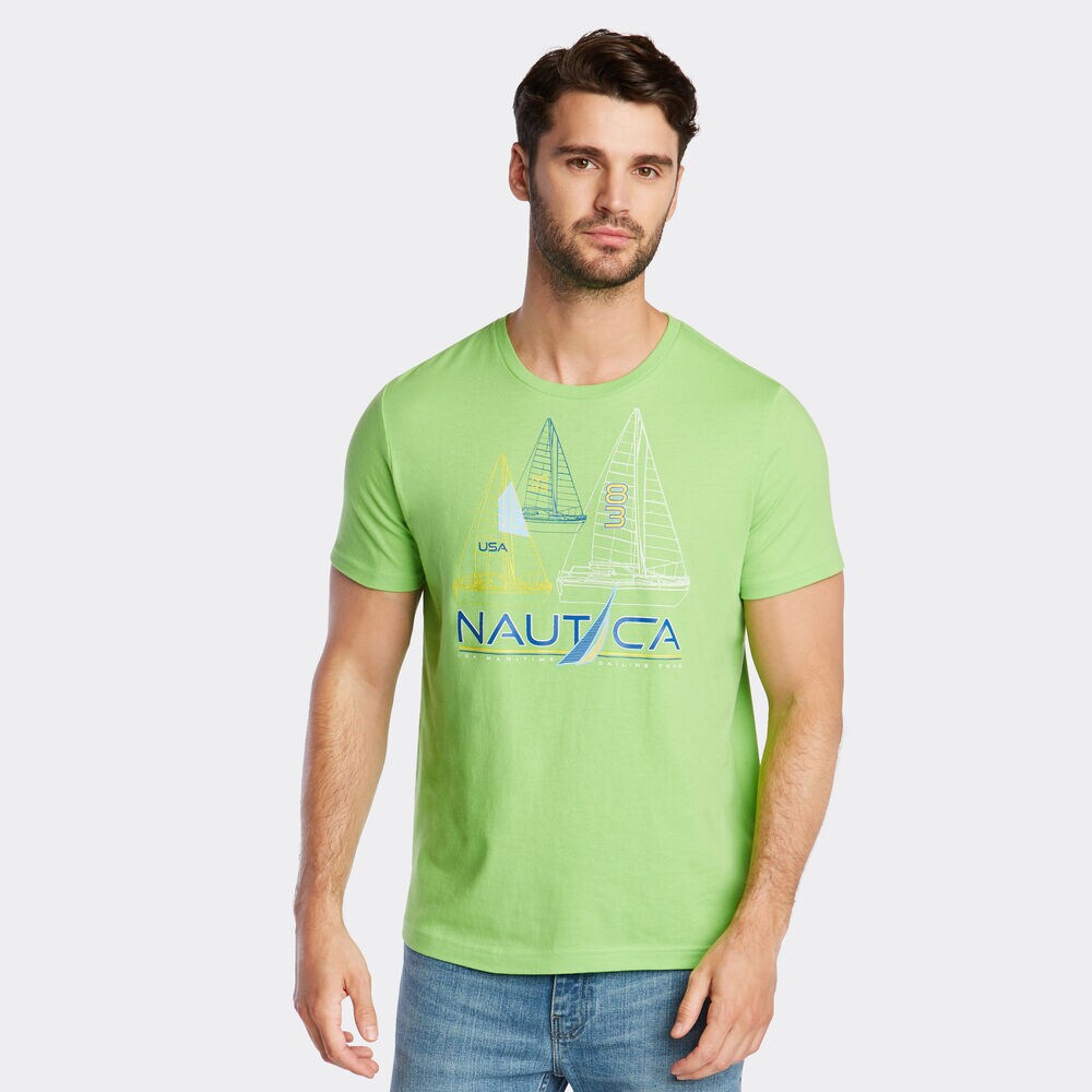 SAILBOAT GRAPHIC T-SHIRT,Freshlime,large