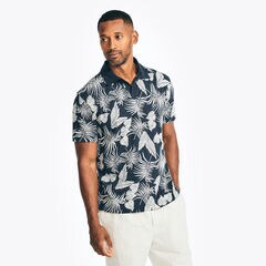 SUSTAINABLY CRAFTED RELAXED FIT PRINTED POLO,Navy,large