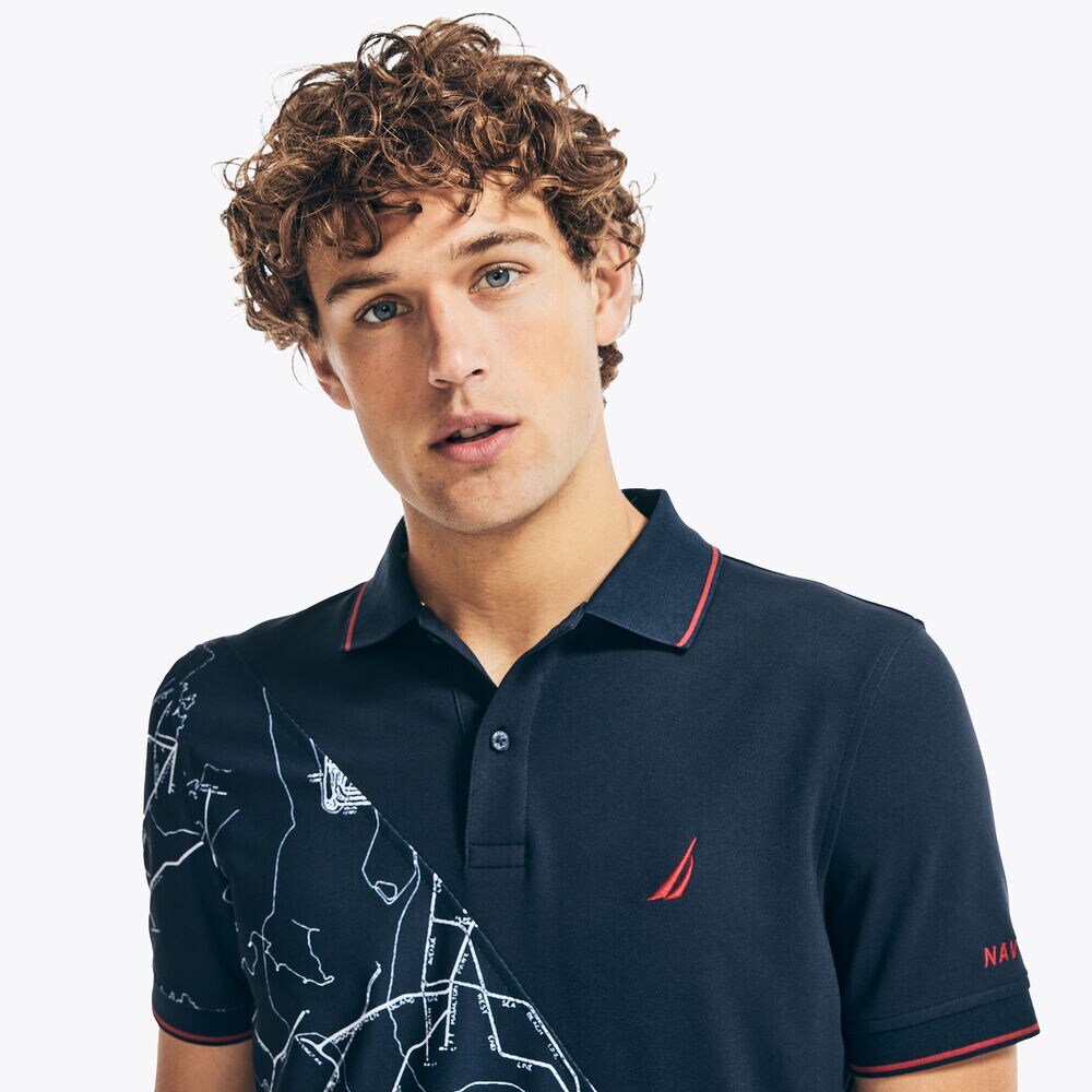NAVTECH SUSTAINABLY CRAFTED CLASSIC FIT PRINTED POLO,Navy,large