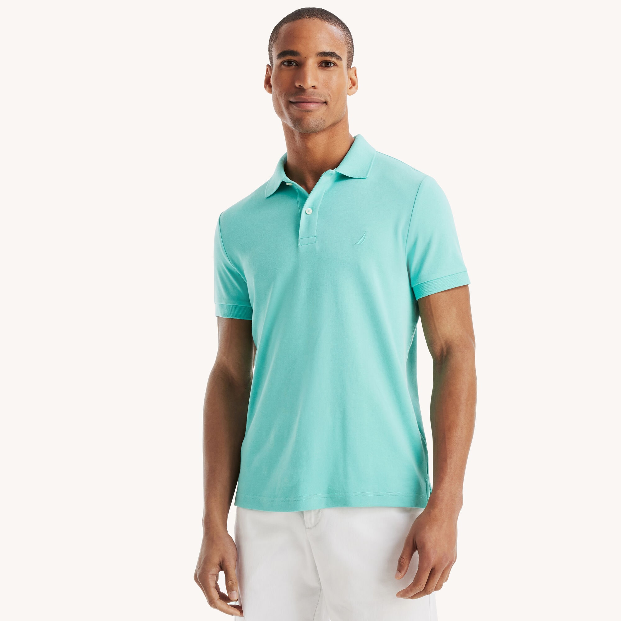 Slim Fit Interlock Deck Polo,Pool Side Aqua,large