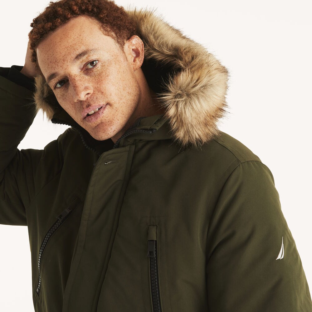 Faux-Fur-Trimmed Parka,Hillside Olive,large