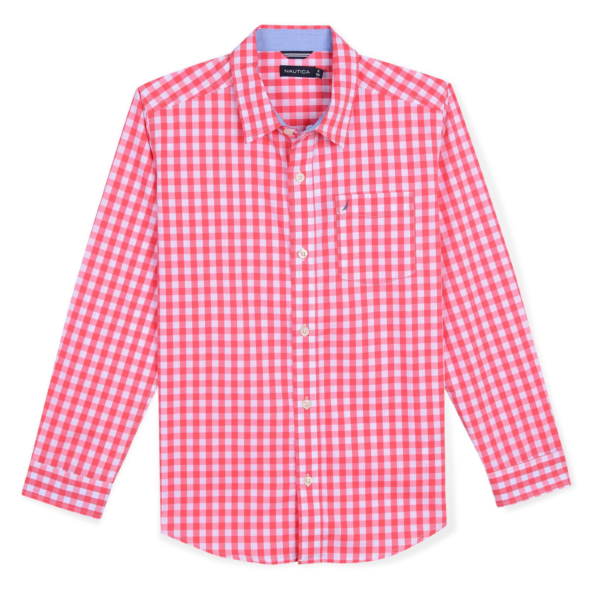 Little Boys' Mason Woven Gingham Shirt (4-7),Camellia Rose,large