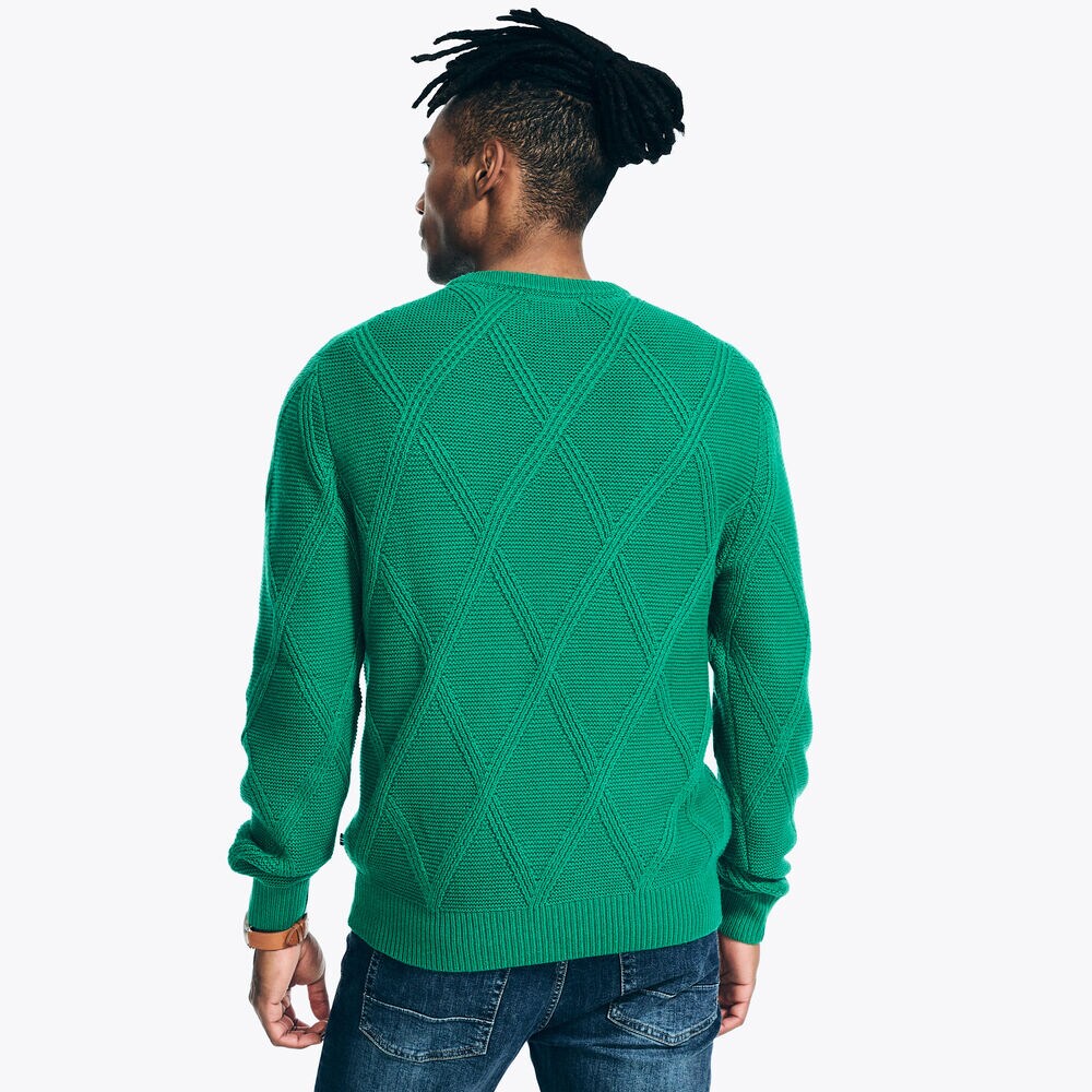 Sustainably Crafted Textured V-Neck Sweater,Spearmint,large