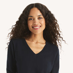 V-Neck Sweater,Ice Blue,large