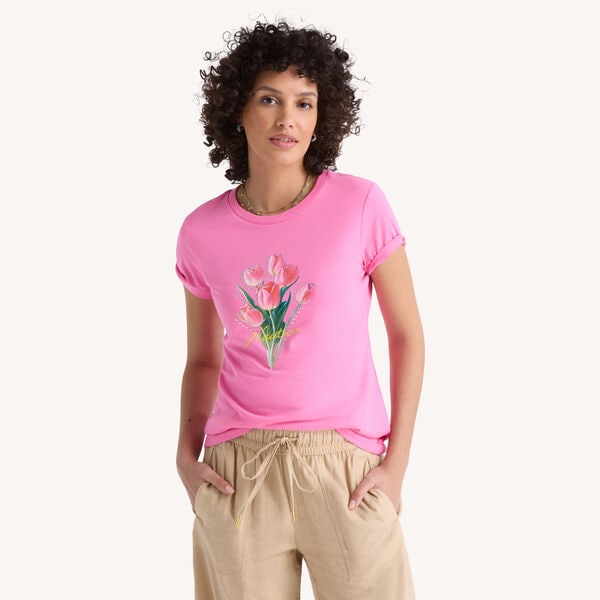 Floral Studded Graphic T-Shirt