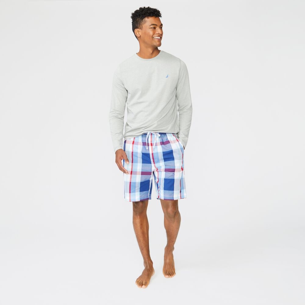 PLAID WOVEN SLEEP SHORT,Blue Depths,large