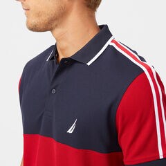SUSTAINABLY CRAFTED COLORBLOCK POLO,Navy,large