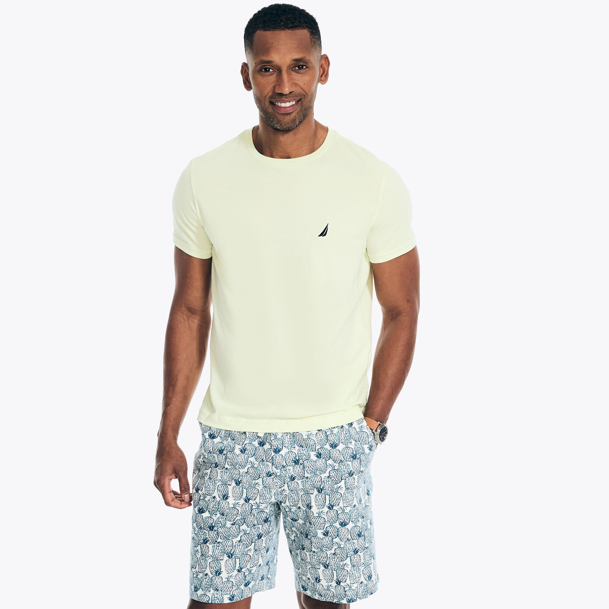 Crewneck Deck T-Shirt,Green2,large