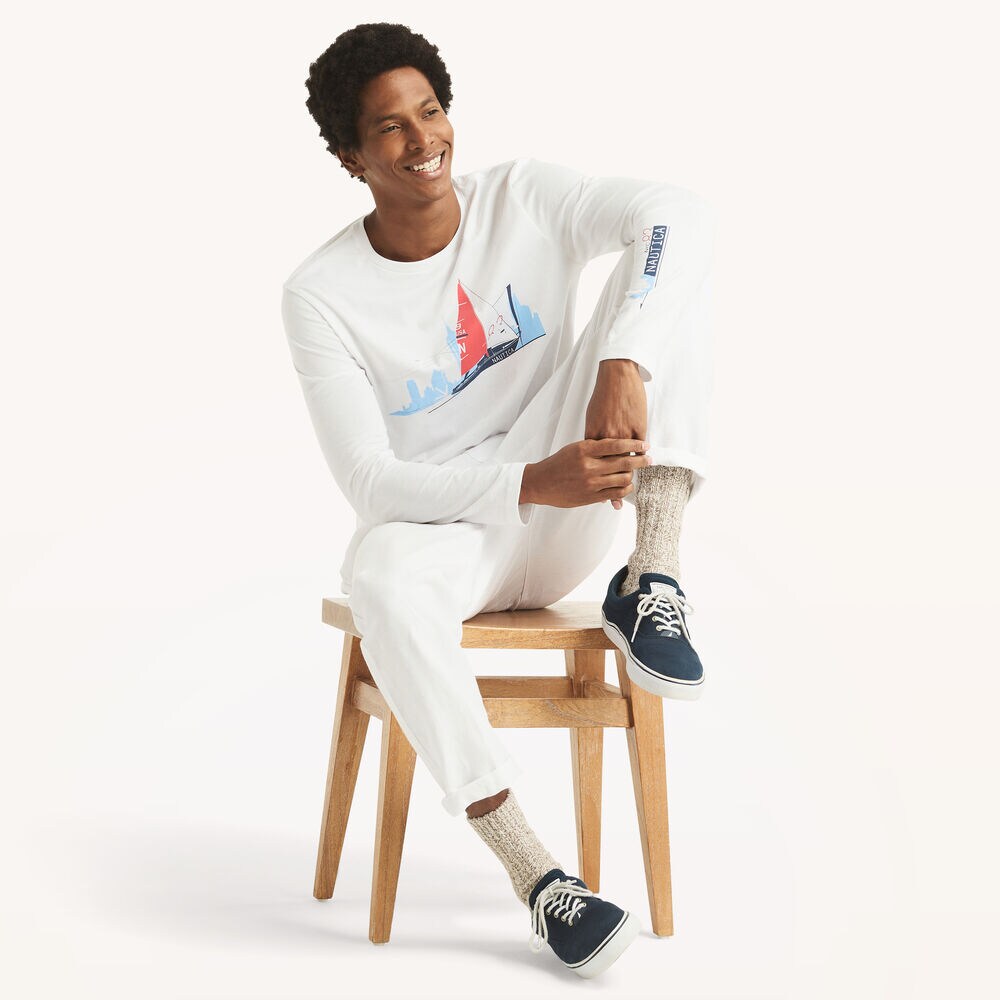 Long-Sleeve Graphic T-Shirt,Bright White,large