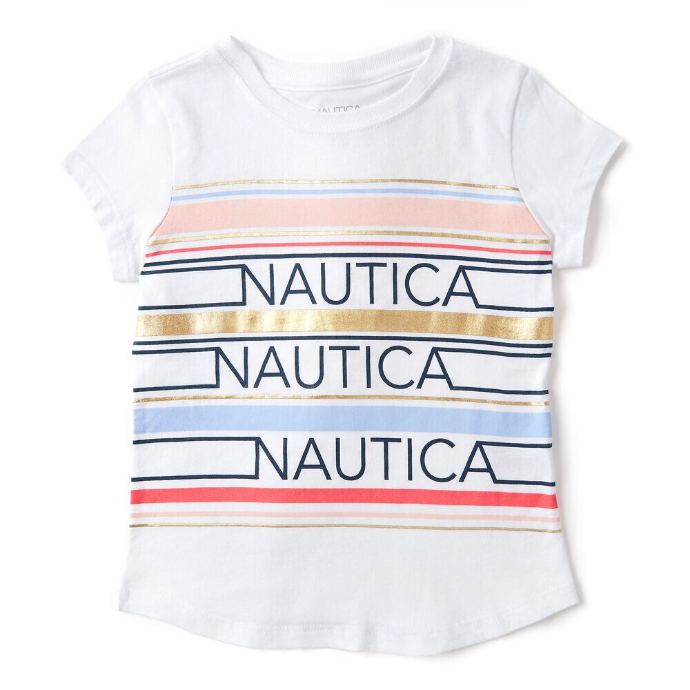 Little Girls' Nautica Repeat T-Shirt (4-6x),Antique White Wash,large