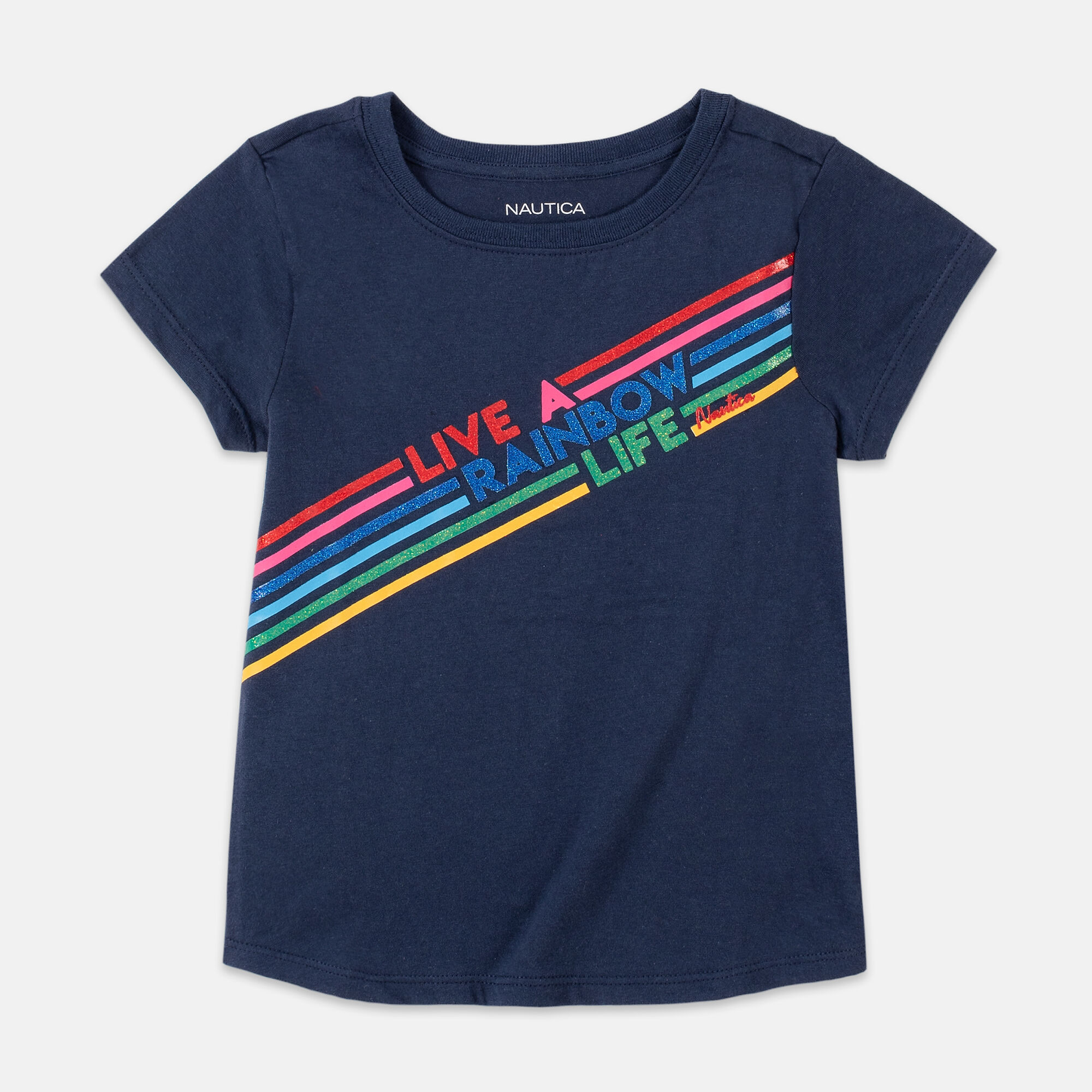 GIRLS' GRAPHIC T-SHIRT (8-20),Navy,large