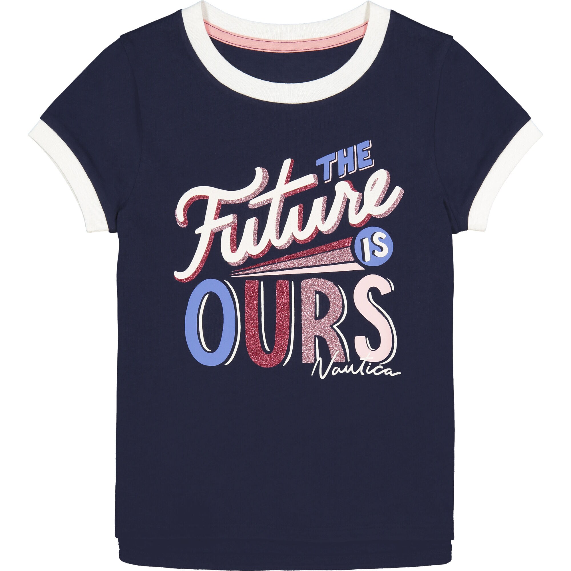 GIRLS' FUTURE GRAPHIC T-SHIRT (8-16),Navy,large