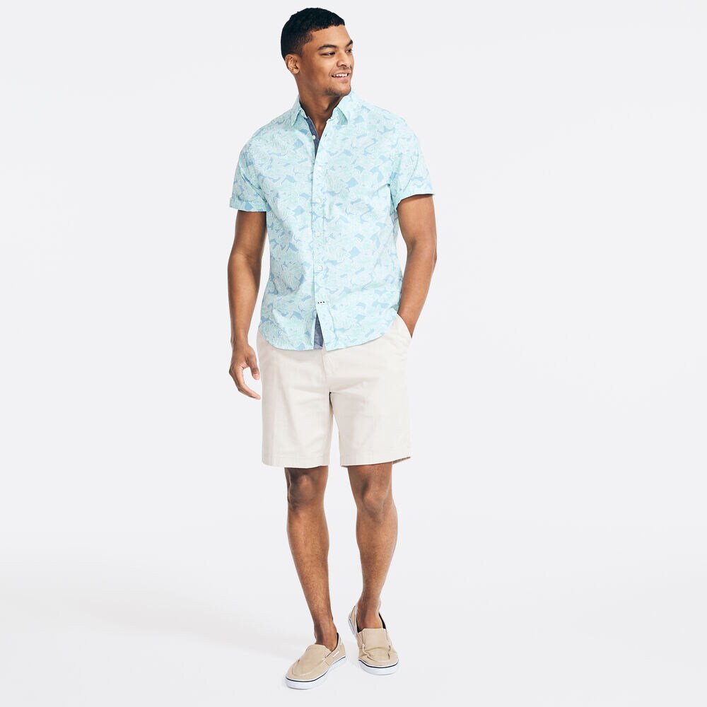 FISH PRINT SHORT SLEEVE SHIRT,Alaskan Blue,large
