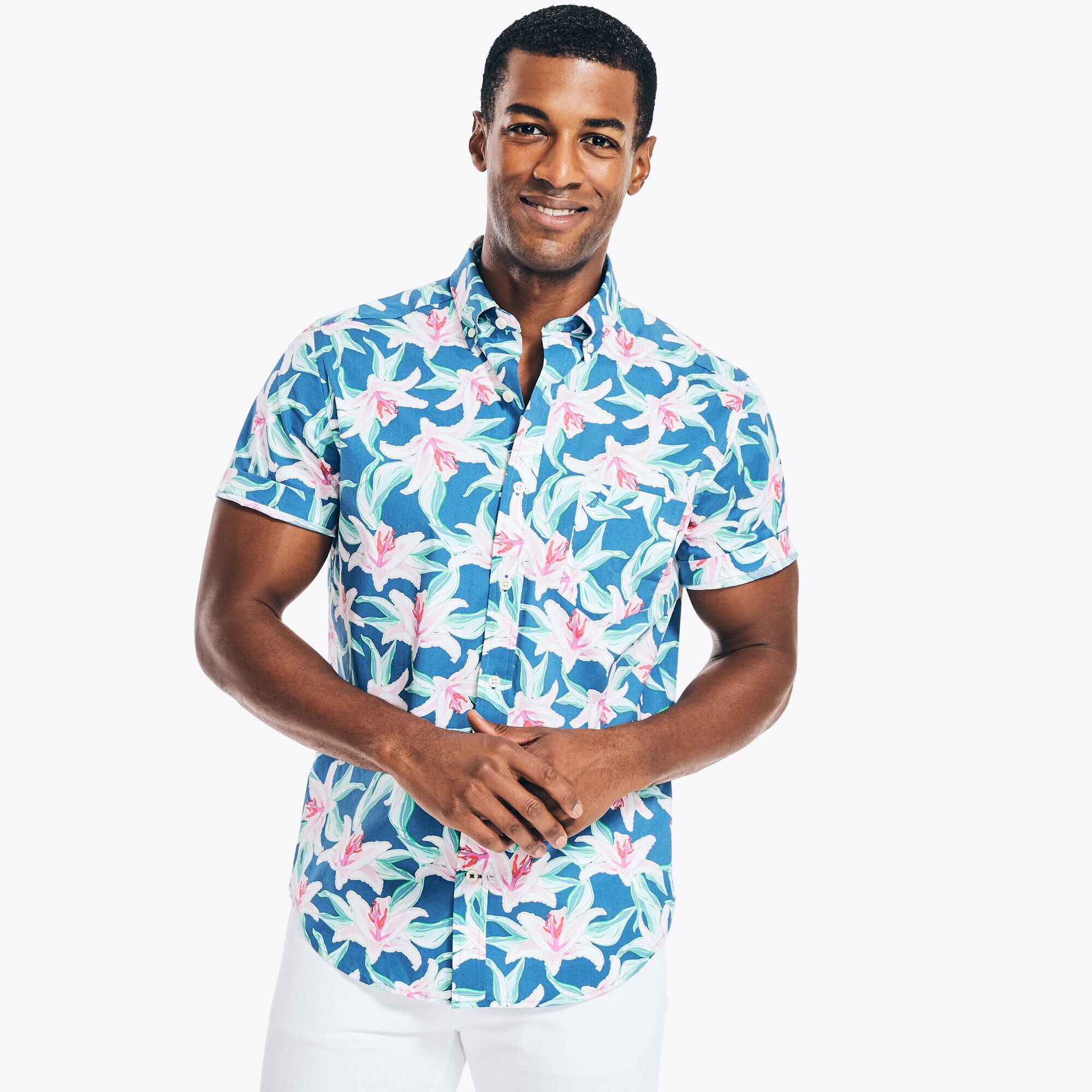 CLASSIC FIT SHORT-SLEEVE SHIRT,Windsurf Blue,large