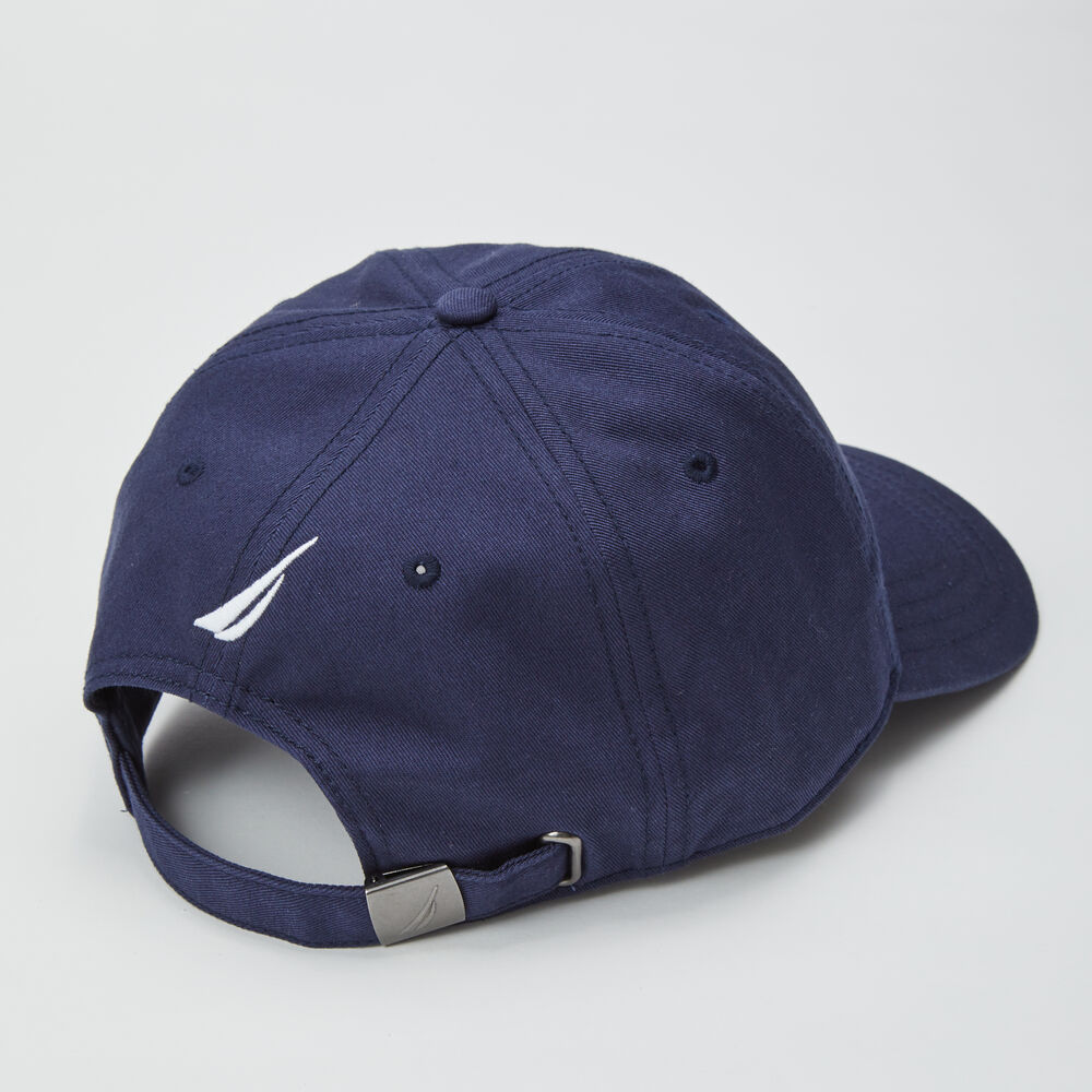 ANCHOR AND FLAG LOGO EMBROIDERED CAP,Navy,large