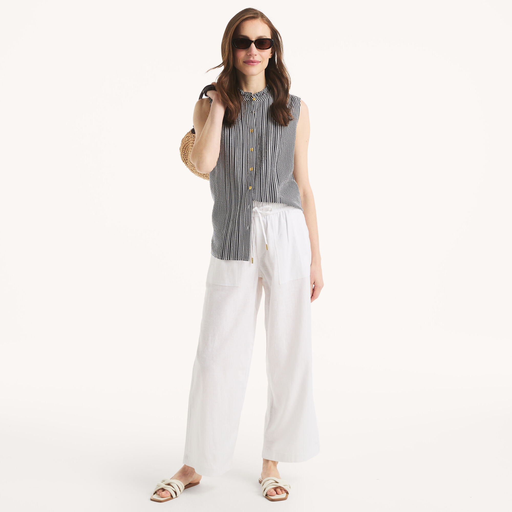 Linen Pant,Bright White,large