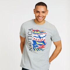 Sail Flags Crewneck T-Shirt,Grey Heather,large