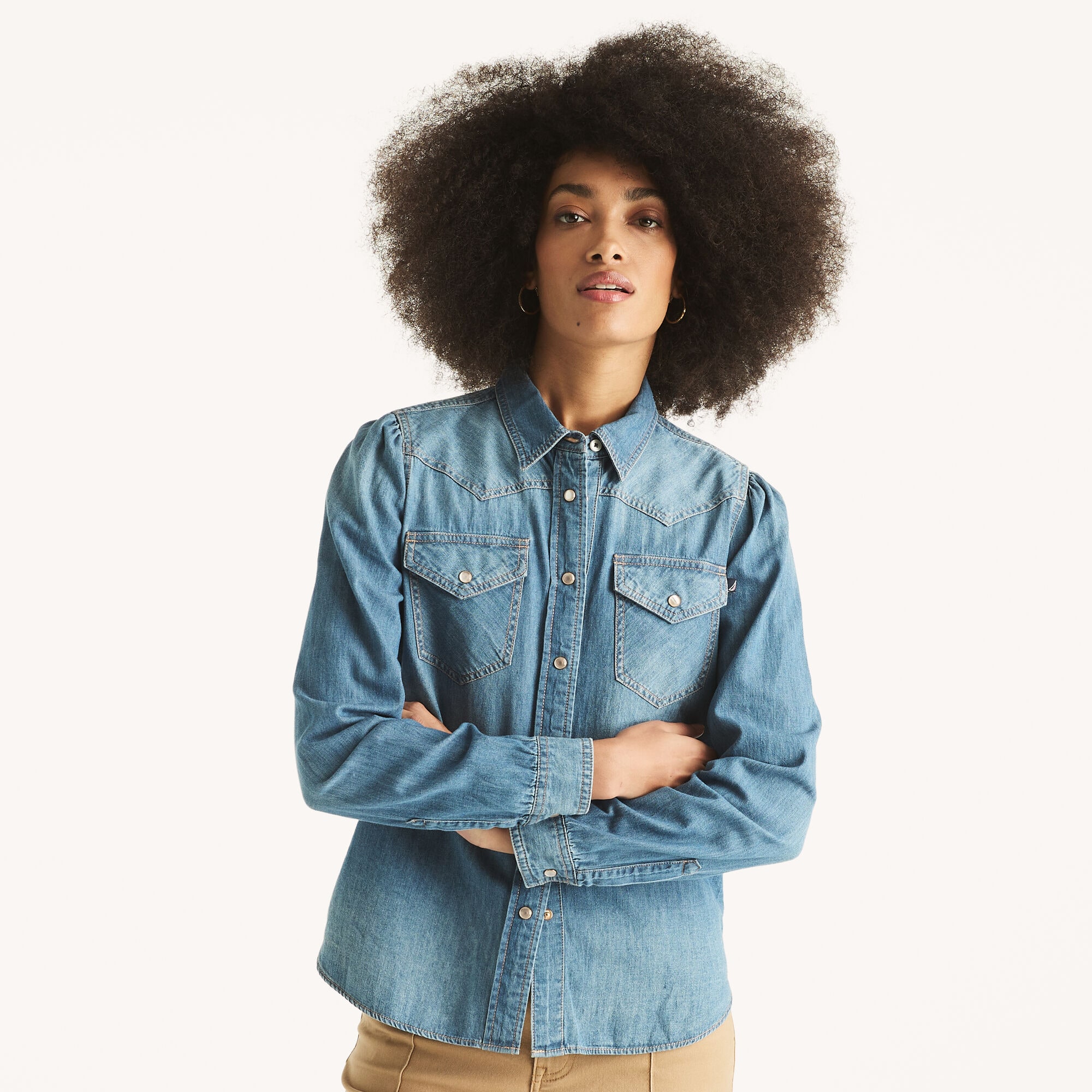 Western Denim Shirt,Blue Stern,large