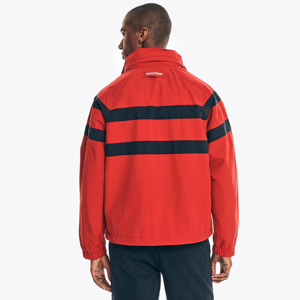 STRIPED RAINBREAKER BOMBER JACKET,Nautica Red,large