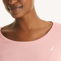 Scoop-Neck Long-Sleeve T-Shirt,Sunguard Red,large