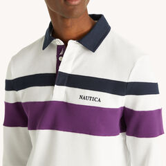 Classic Fit Long-Sleeve Waffle Rugby Polo,Bright White,large