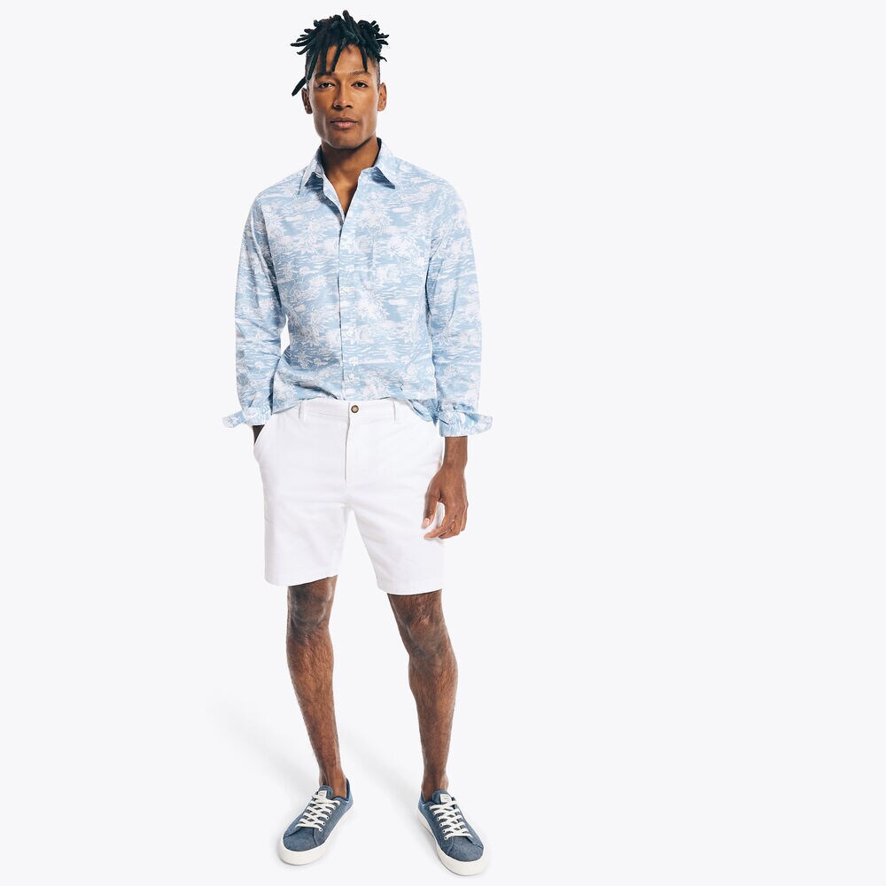 PRINTED POPLIN SHIRT,Noon Blue,large