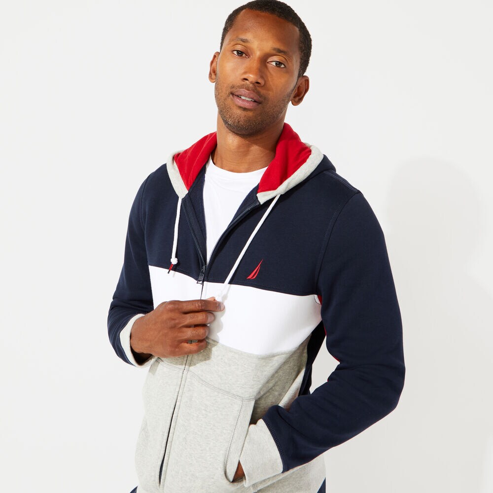 NAUTICA SAILING COLORBLOCKED HOODIE,Navy,large