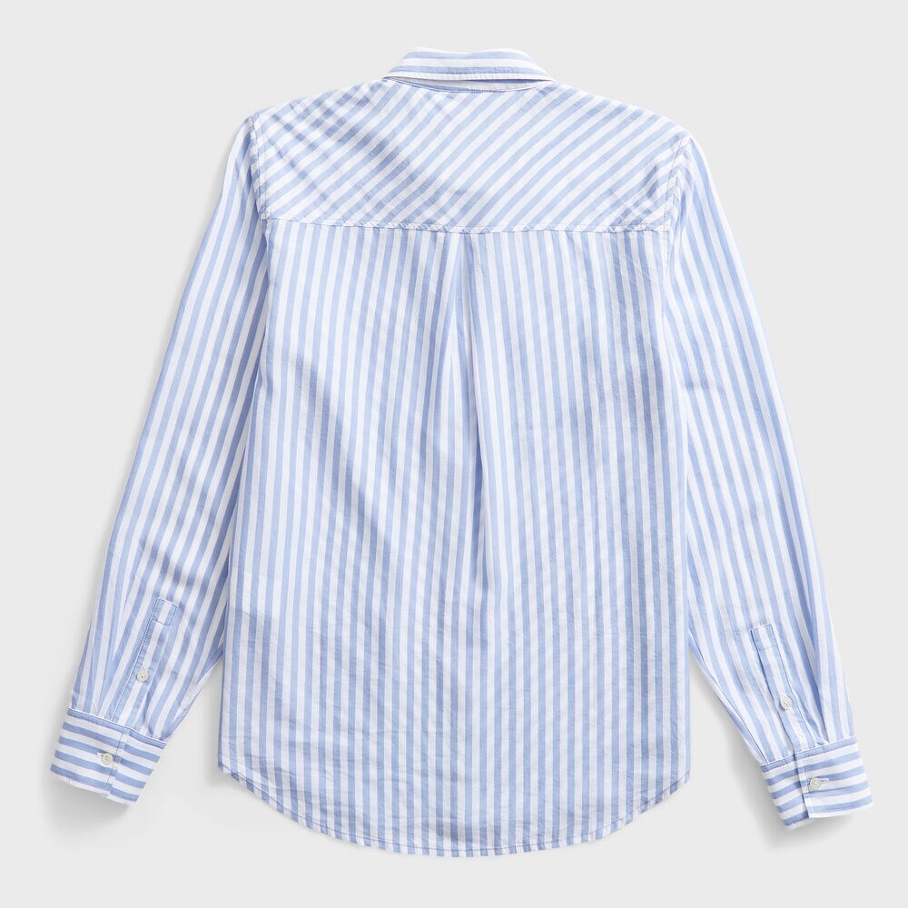 SUSTAINABLY CRAFTED STRIPED SHIRT,Smokey Indigo Wash,large