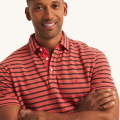 Classic Fit Striped Polo,Glory Red,large