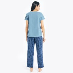 PRINTED PAJAMA PANT SET,Worn Chambray,large