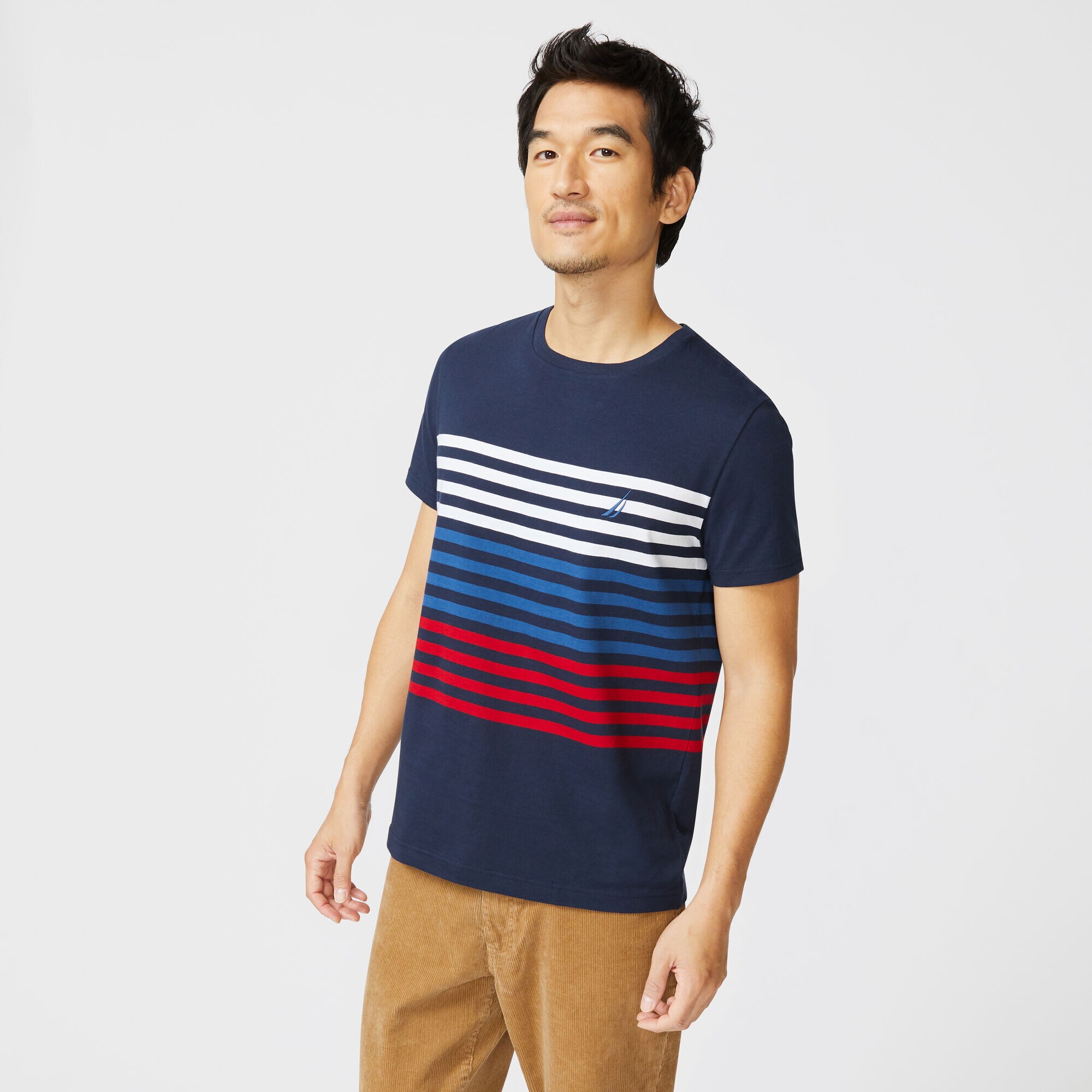 STRIPE BRAND ICON T-SHIRT,Navy,large