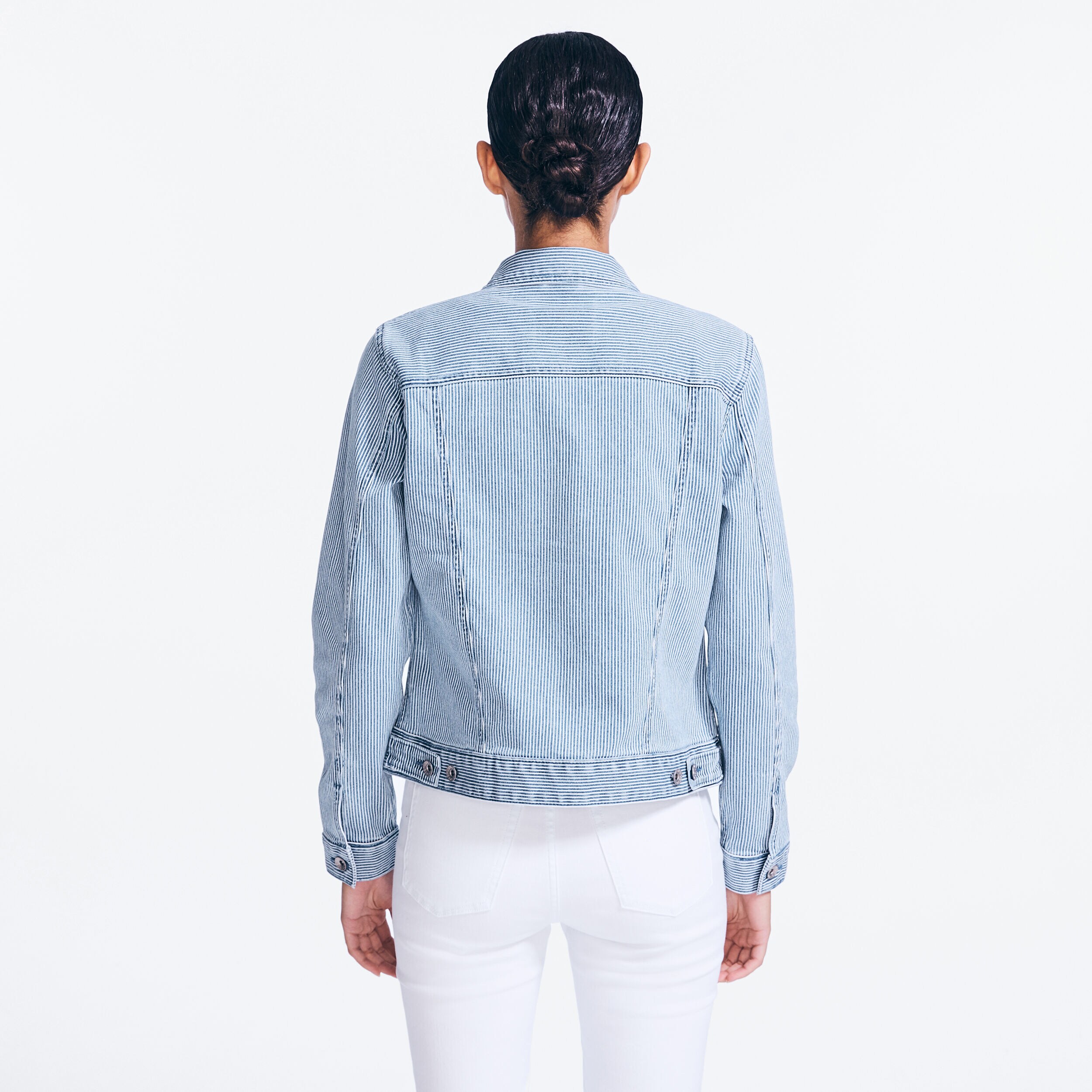 jean jacket with white stripes