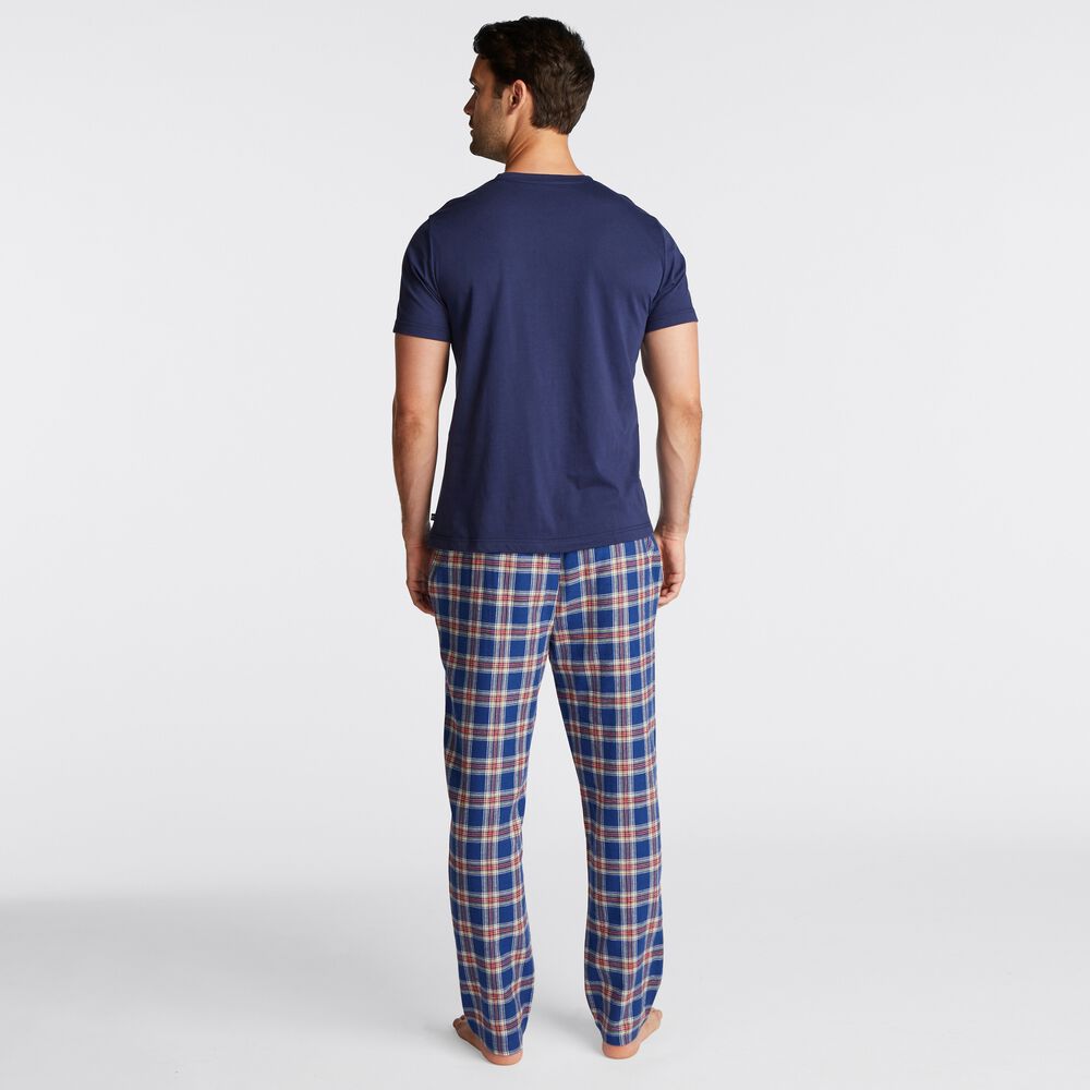 PLAID PAJAMA SET,J Navy,large