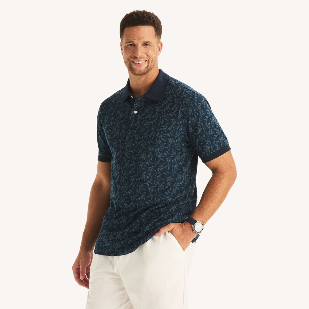 Big & Tall Classic Fit Printed Polo,Stellar Blue Heather,large
