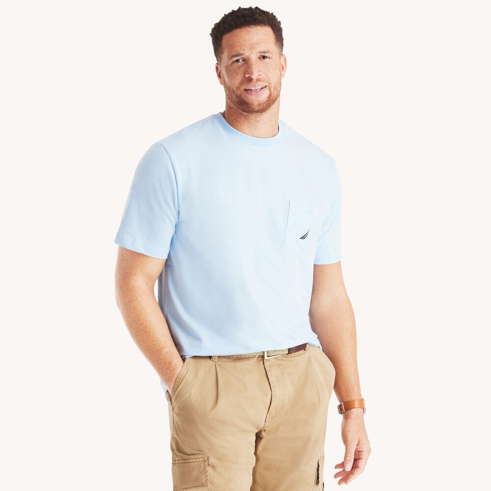 Big & Tall Pocket T-Shirt,Azure Blue,large