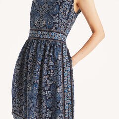 Printed Dress,Navy,large