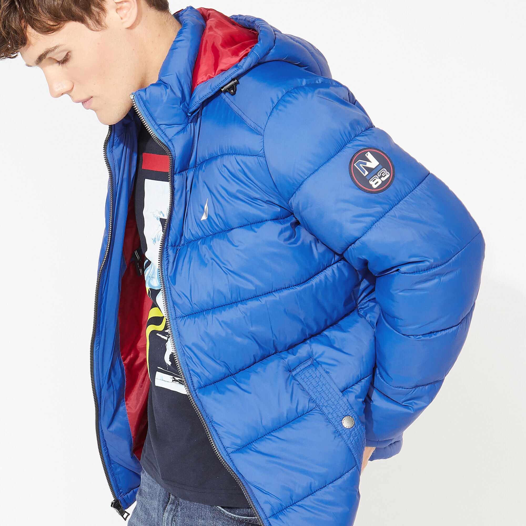 PUFFER JACKET WITH REMOVABLE HOOD,Star Sapphire,large